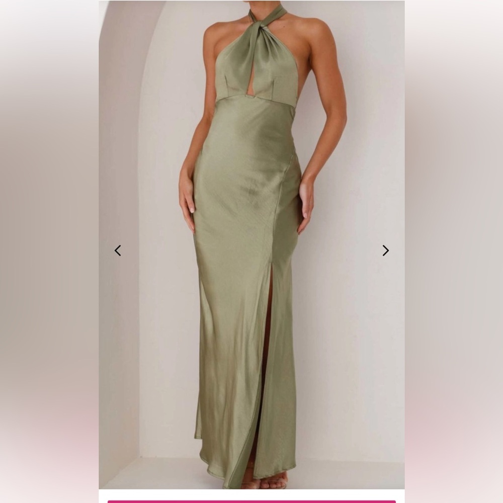 Elegant Halter Neck Green Dress